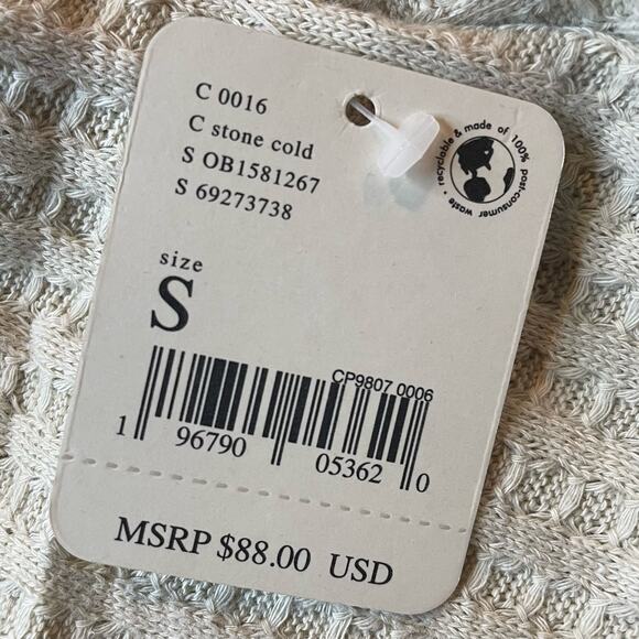 FREE PEOPLE NEW JUICY LONG SLEEVE WAFFLE KNIT OVERSIDED THERMAL STONE COLD SMALL - Picture 13 of 14